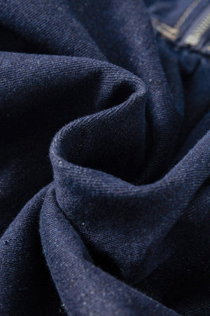 Dark denim Puff Sleeve Mini Dress fabric detail