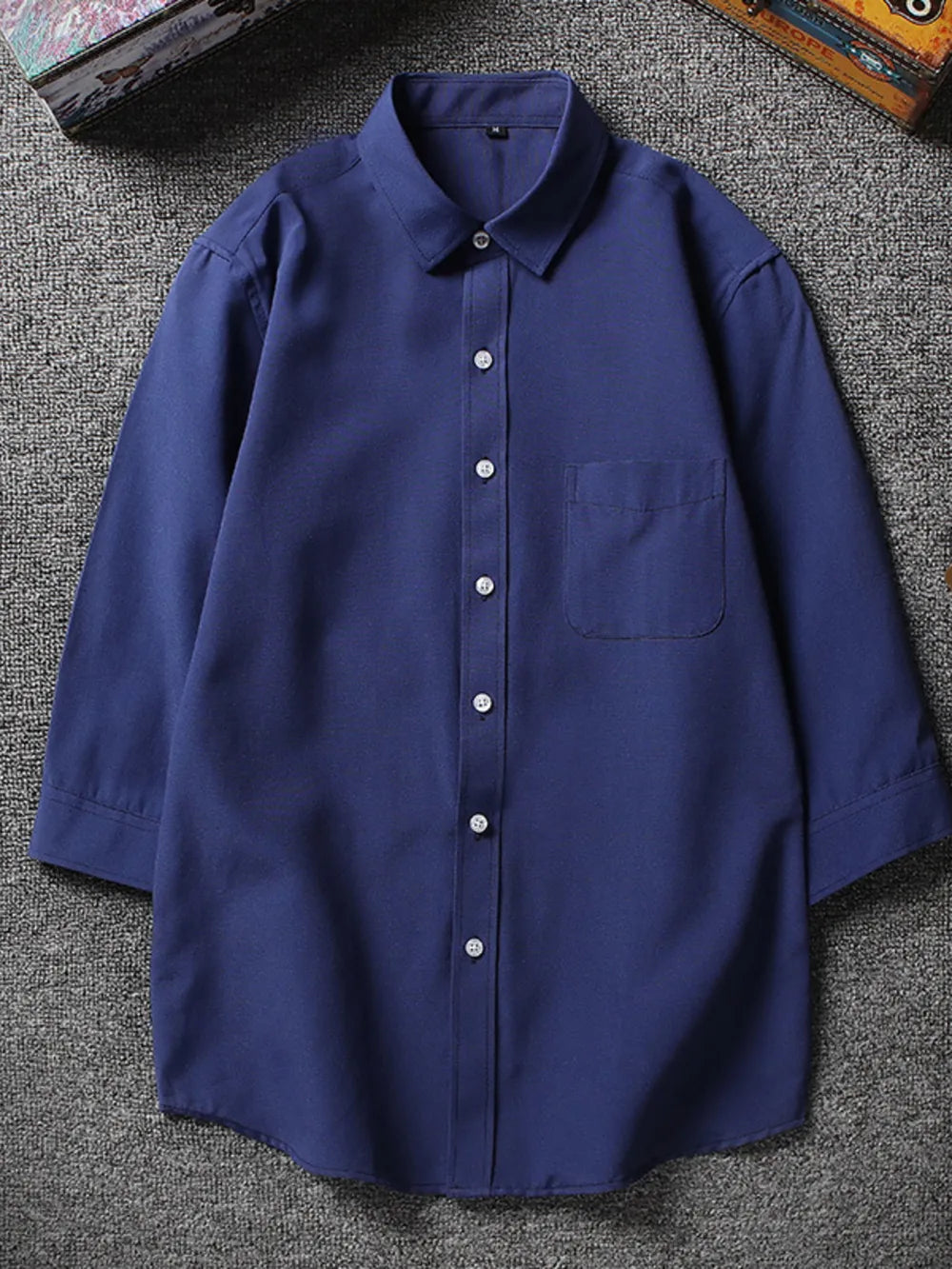 Men's Plus Size Casual Button Up Shirt in White, close-up detail