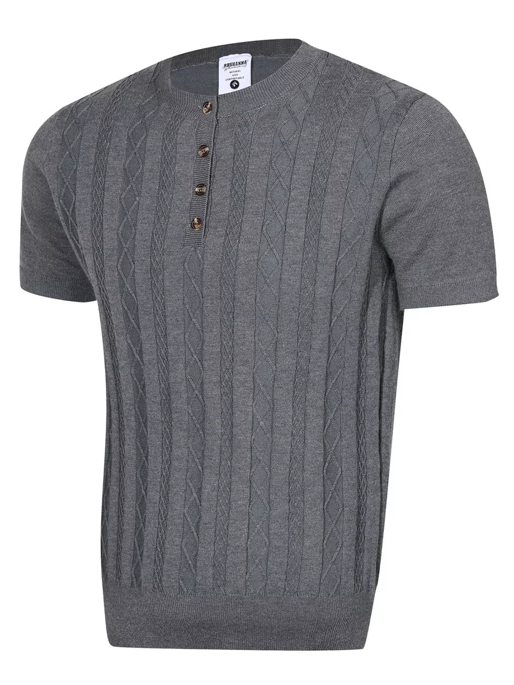 Men's Cable Knit Short Sleeve Top, back view