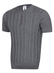 Men's Cable Knit Short Sleeve Top, back view