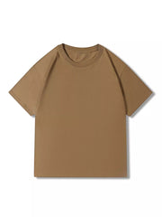 Men's apricot 100% cotton crew neck t-shirt with short sleeves.