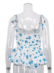 Charming Floral Ruffle Hem Tank