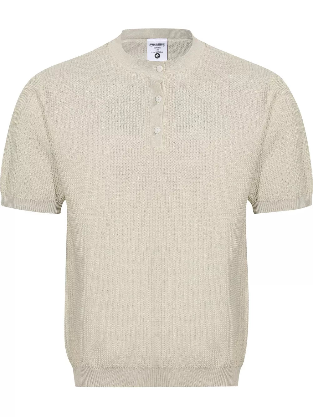 Men's Textured Knit Henley Top in Grey, front view