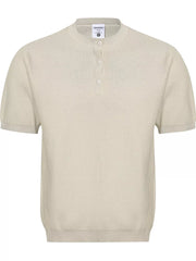 Men's Textured Knit Henley Top in Grey, front view
