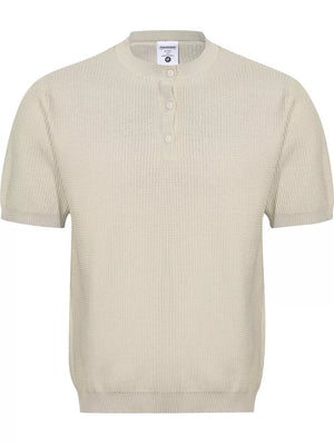 Men's Textured Knit Henley Top in Grey, front view