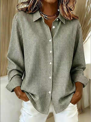 Plus Size Plaid Button Up Long Sleeve Shirt, product detail