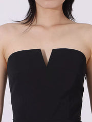 Elegant Two-tone Maxi Dress With Scalloped Waistline