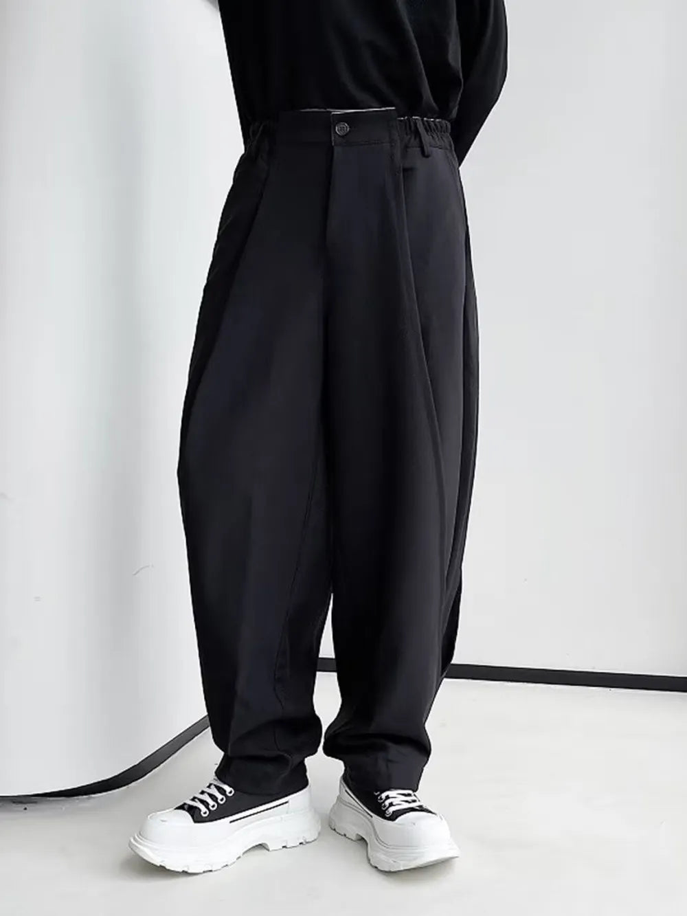Men's Loose Fit Pants in Black, front view