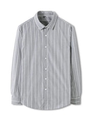 Grey striped long sleeve men's button-down shirt in cotton blend