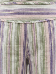 Striped Wide-leg Pants With Tie Waist in Blue, view 11