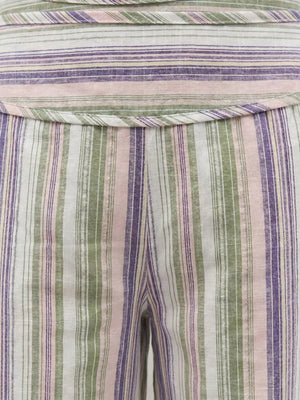 Striped Wide-leg Pants With Tie Waist in Blue, view 11