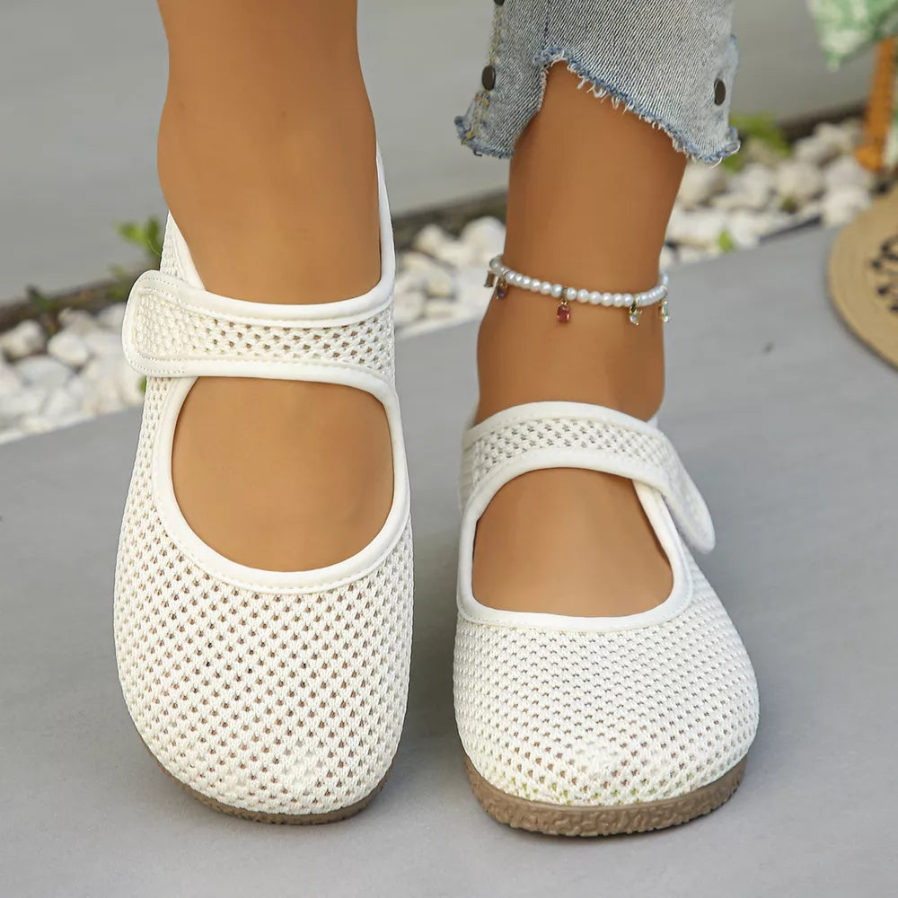 Round Toe Slip-ons in White, alternate angle