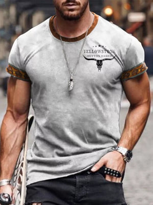 Men's Full Size Round Neck Short Sleeve T-shirt in Moss, model styling view