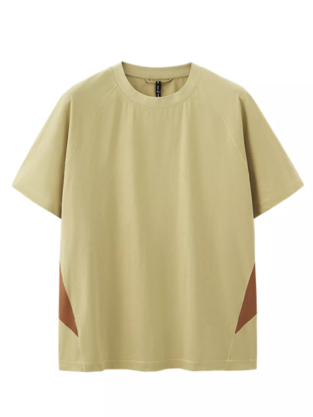 Men's oversized t-shirt in sage with geometric panels and crew neck.