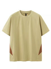 Men's oversized t-shirt in sage with geometric panels and crew neck.