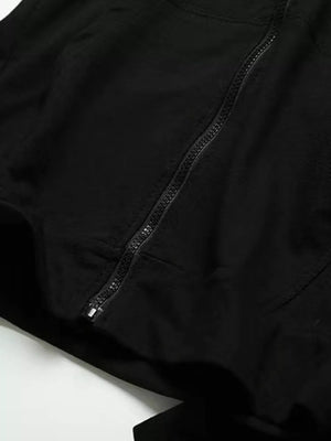 Men's Plus Size Short Sleeve Zip Up Hoodie in Black, back view