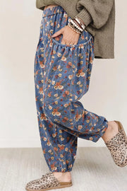 Floral Print Relaxed Fit Jeans in Medium, model styling view