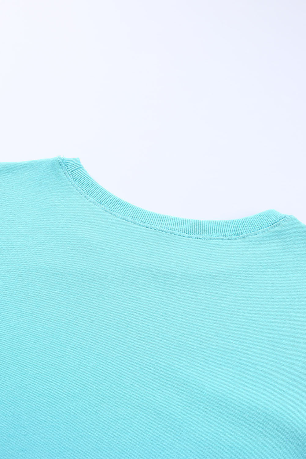 Aqua sweatshirt with crewneck and ribbed trim
