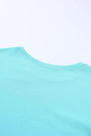 Aqua sweatshirt with crewneck and ribbed trim