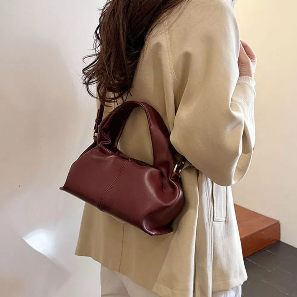 Adjustable Strap Crossbody Bag in Brown, fabric detail
