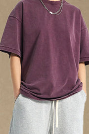 Men's casual short sleeve t-shirt in mauve with a crew neck and relaxed fit.