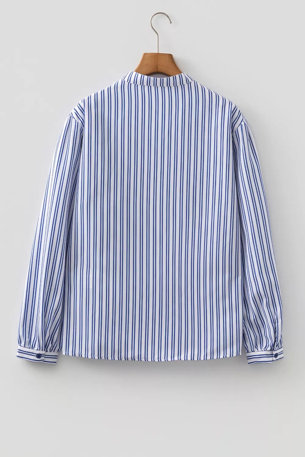 Stripe Embroidered Button Front Long Sleeve Shirt, back view