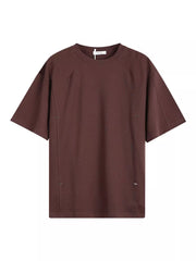 Dark brown cotton crew neck oversized t-shirt with side seam details
