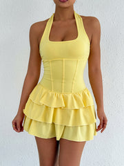 Chic Tiered Ruffle Halter Dress