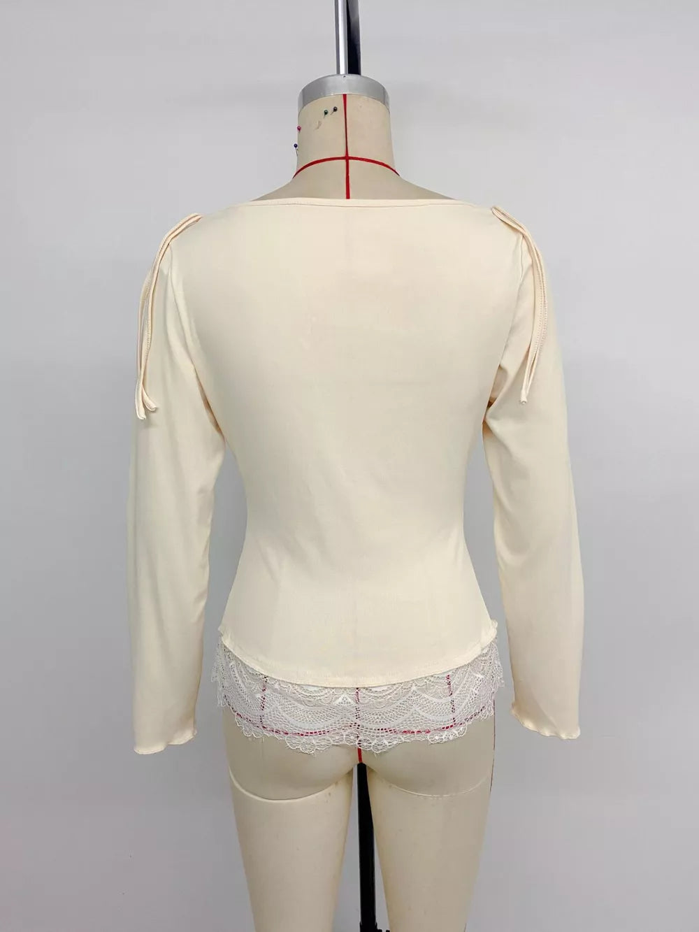 Lace Trim Long Sleeve T-shirt, alternate angle