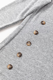 Dark gray slouchy knit top with side button detail