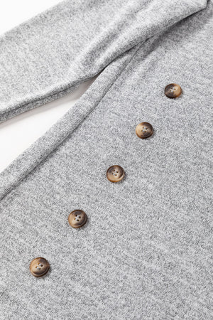 Dark gray slouchy knit top with side button detail