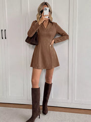 Suede-like Fit-and-flare Dress