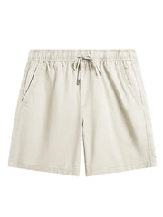 Men's ivory chino shorts with drawstring waist and knee-length cut.