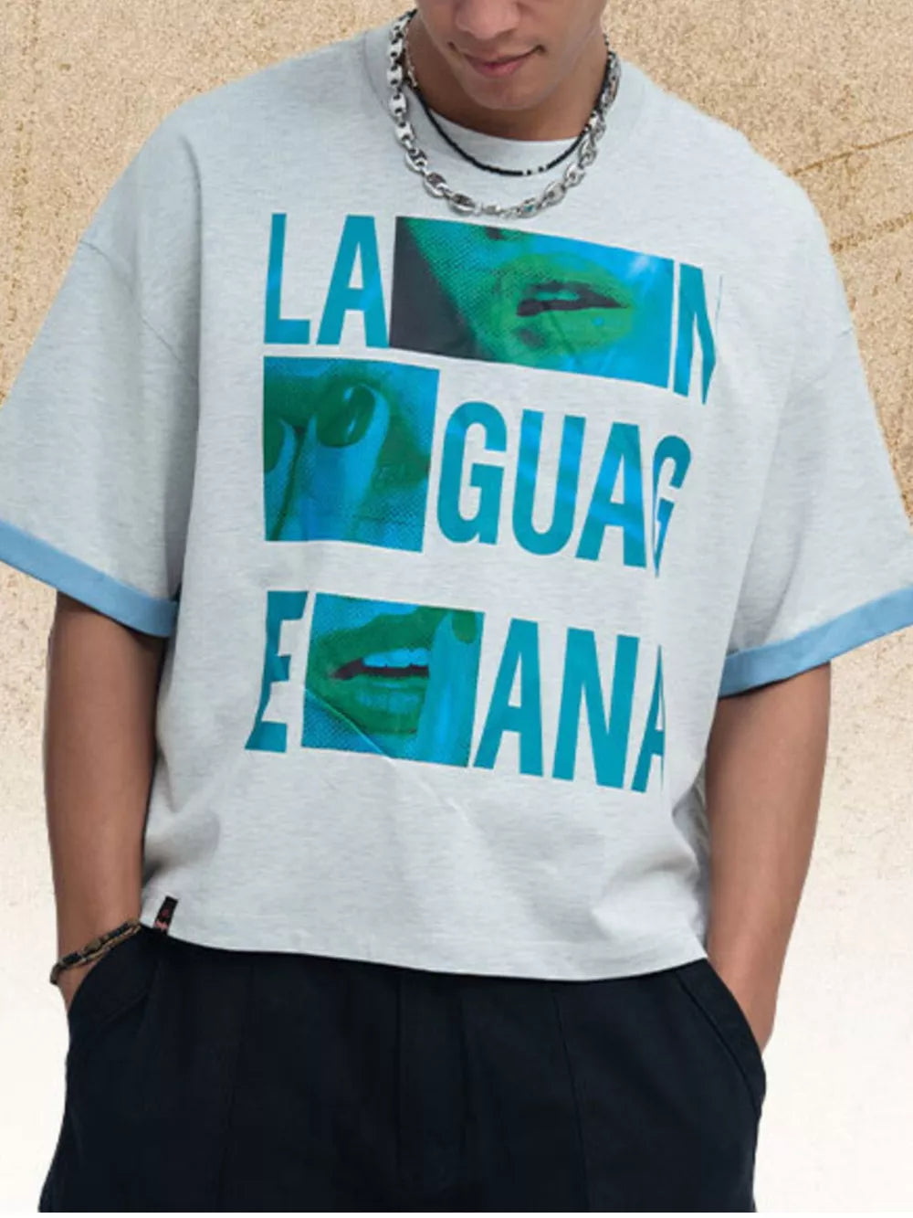 Men's Graphic Round Neck Short Sleeve T-shirt, front view