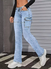Tailored Cargo Jeans With Flap Pockets