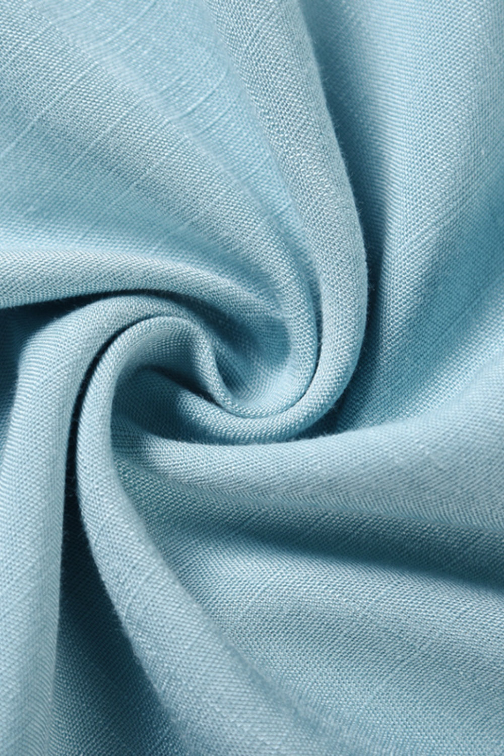 Light blue bandeau tie-waist wide-leg jumpsuit fabric detail