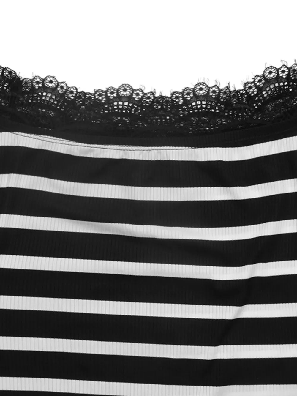 Lace Detail Off Shoulder T-shirt in Black, alternate angle