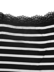 Lace Detail Off Shoulder T-shirt in Black, alternate angle