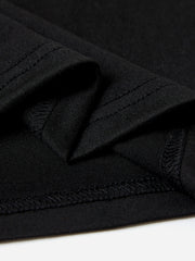 Black polyester t-shirt with visible stitching detail
