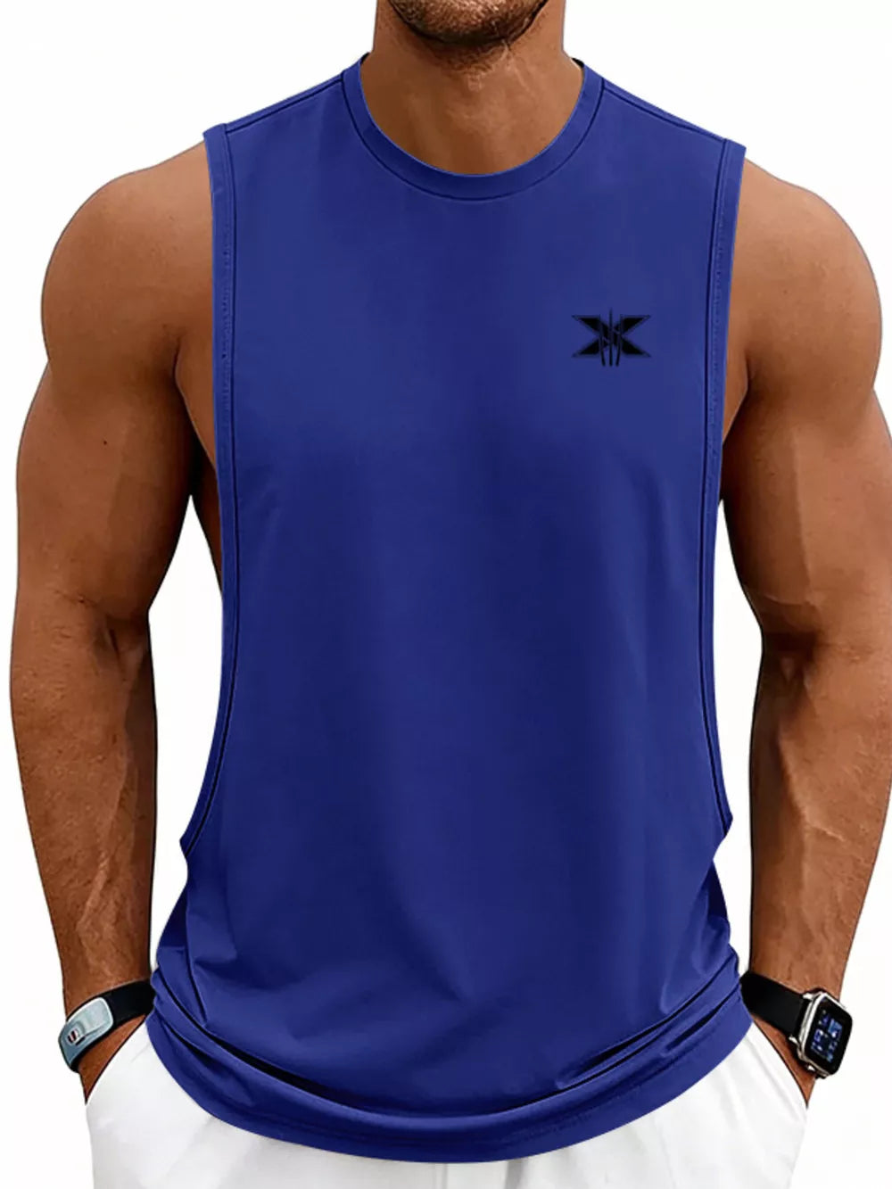 Men's Full Size Round Neck Tank Plus Size in Sage, front view