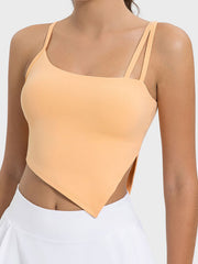 Sherbet asymmetric cutout cami tank top with double spaghetti straps and side slit