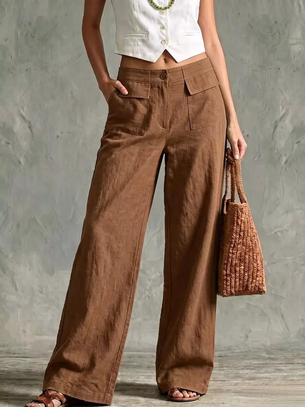 Elevated Wide Leg Pants With Pockets
