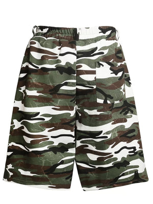 Men's Camouflage Print Capris in Green Camouflage, side view
