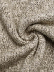 Cozy Mock Neck Sweater With Contrast Trim in Khaki, view 14
