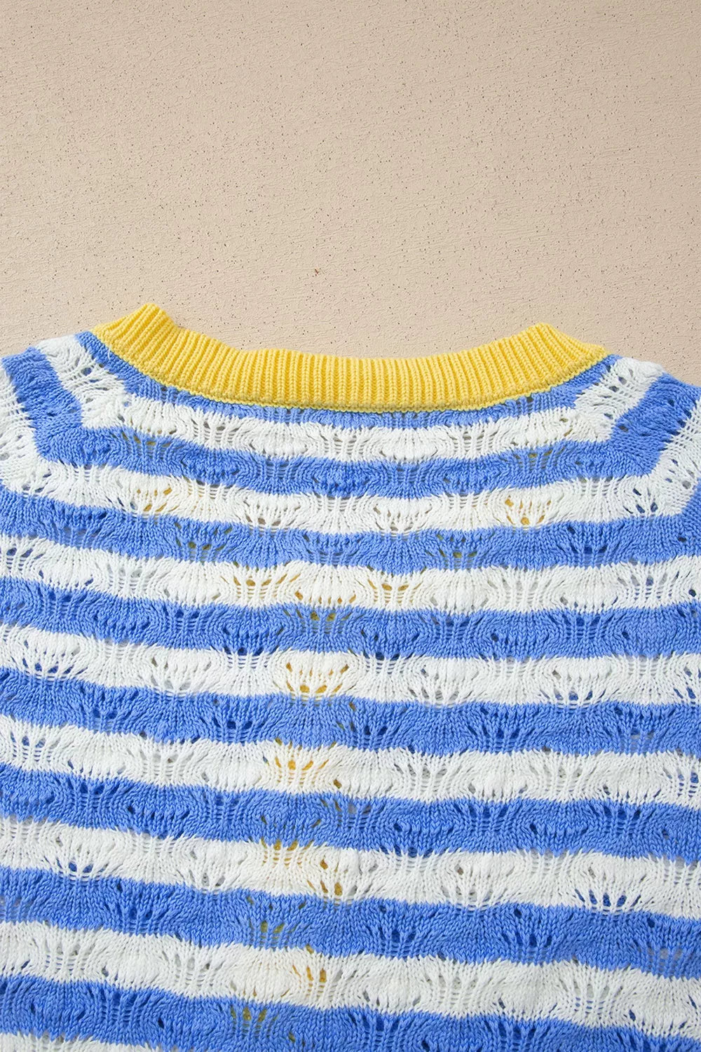 Button-down V-neck Knit Long-sleeve Top in Light Blue, editorial view