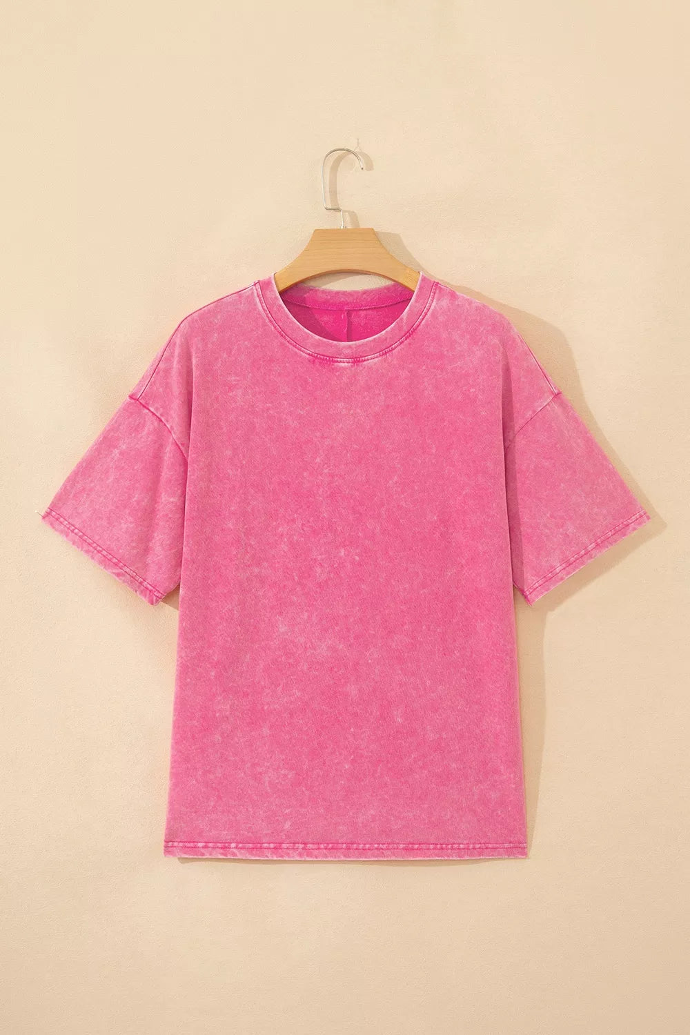 Solid Color Cotton Mineral Washed Oversize Tee in Mint Blue, alternate angle