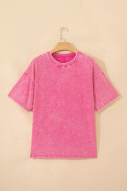 Solid Color Cotton Mineral Washed Oversize Tee in Mint Blue, alternate angle