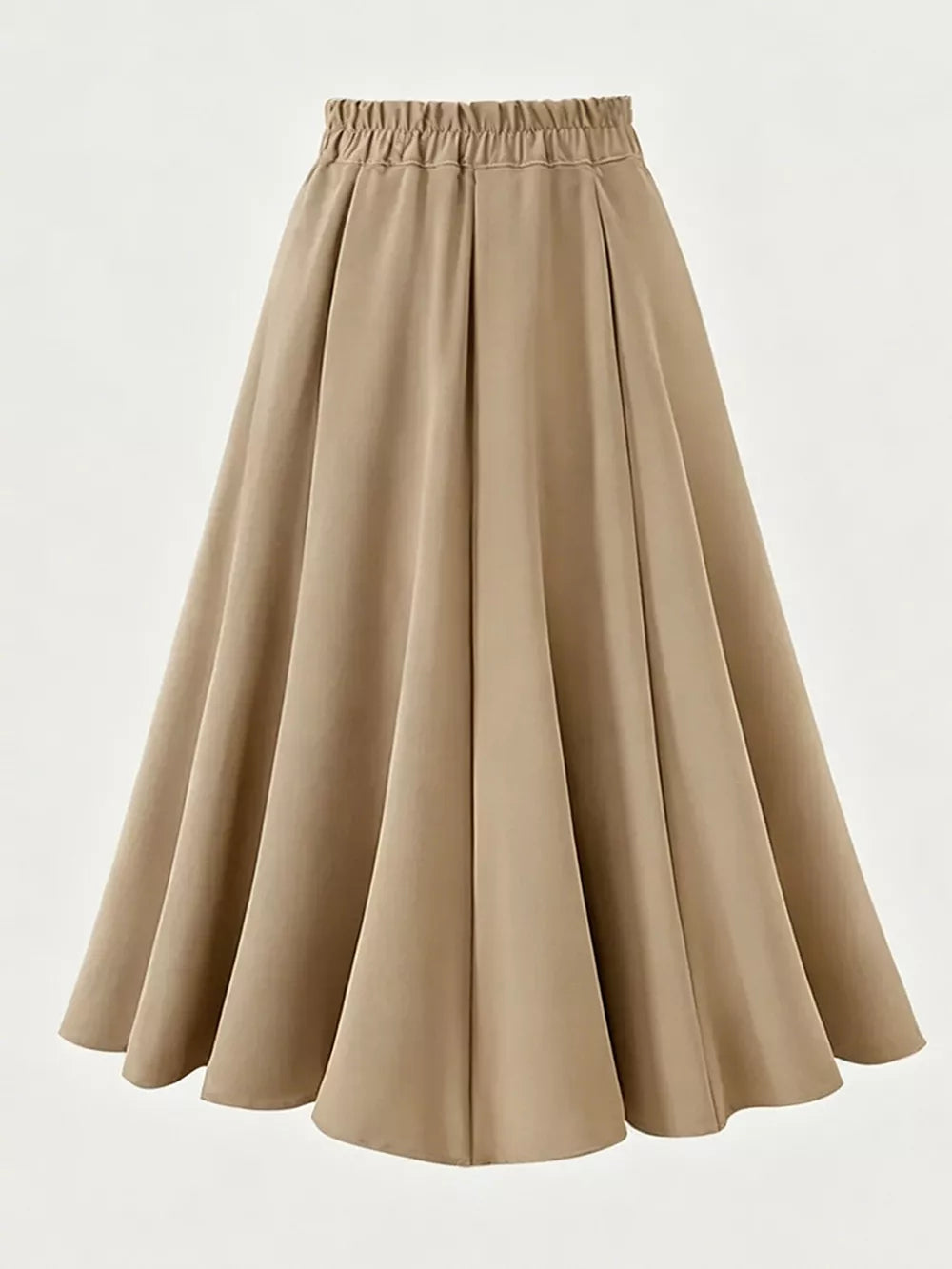 A-line Midi Skirt With Elastic Waistband, fabric detail