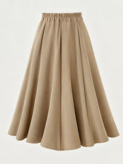 A-line Midi Skirt With Elastic Waistband, fabric detail