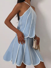 Charming Ruffled Halter Neck Two-piece Set